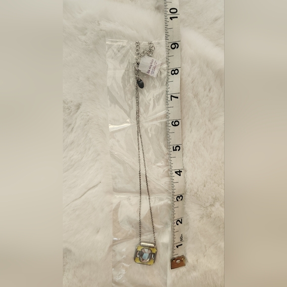 NWT Lia Sophia "Portal" yellow silver and cut crystal necklace - Picture 4 of 10